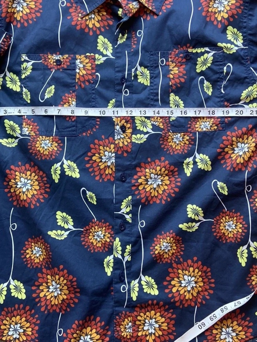 Brixton Crossover Button-Up Shirt Men Large Navy Blue Floral Relaxed Fit Casual - Picture 2 of 3